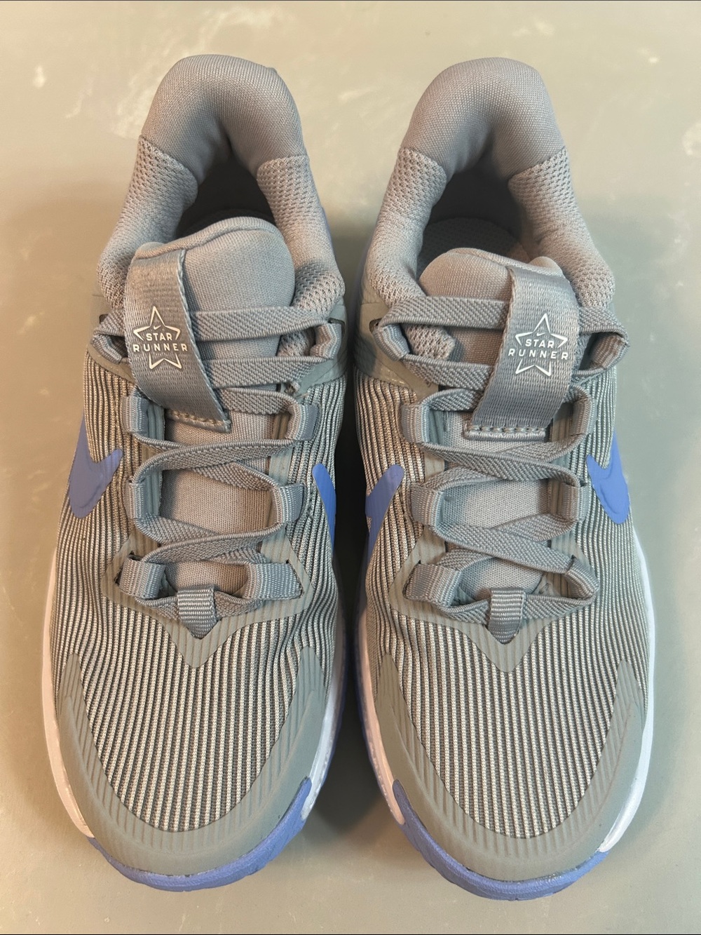 Nike Kids Grey Sneakers with Blue Swoosh